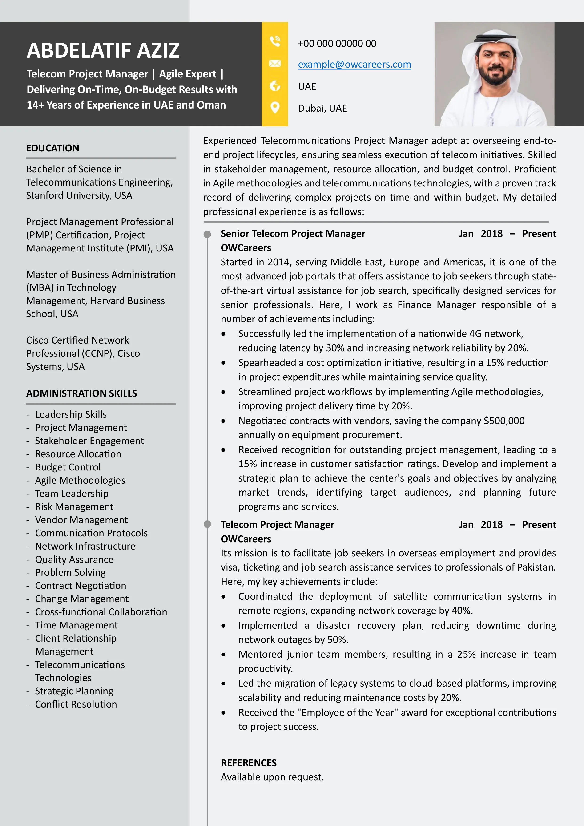 Telecommunications Project Manager CV